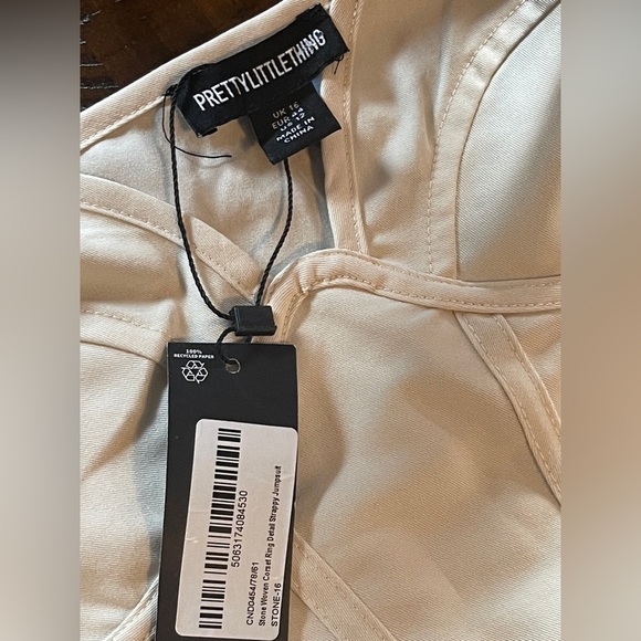 PrettyLittleThing Stone Woven Corset Ring Detail Strappy Jumpsuit - Picture 4 of 6